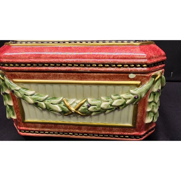 Vintage Fitz & Floyd Classics Equestrian Collection Octagon Box w Lid Fall Decor - Picture 5 of 11